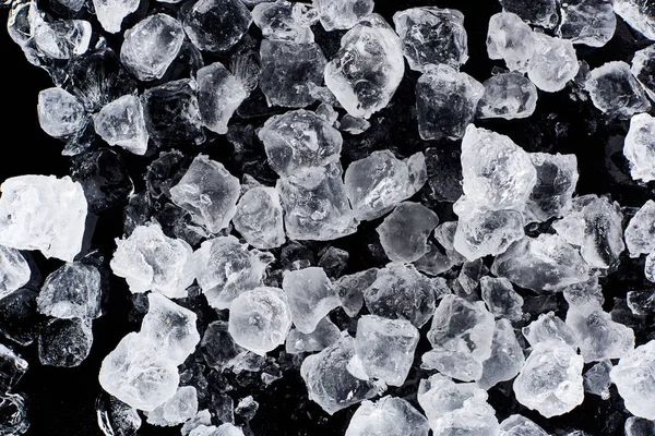 Top View Icy Ice Cubes Isolated Black — Stock Photo, Image
