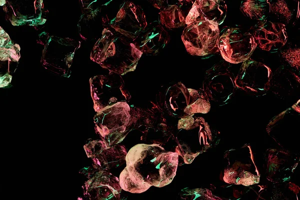Ansicht Von Transparenten Eiswürfeln Mit Rotem Und Grünem Licht Isoliert — Stockfoto