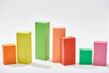 color blocks of statistic chart with shadow on white background clipart