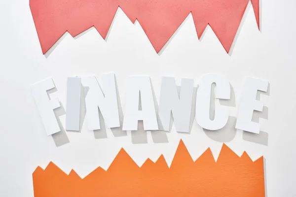 Верхний Вид Финансовой Надписи Оранжевым Розовым Графиками Статистики Белом Фоне — стоковое фото