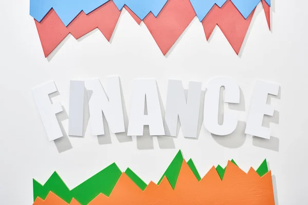 Верхний Вид Финансовой Надписи Цветными Графиками Белом Фоне — стоковое фото