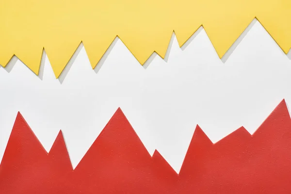 Top View Red Yellow Statistic Graphs White Background — Stock Photo, Image