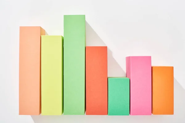 Vista Superior Gráfico Analítico Multicolorido Fundo Branco — Fotografia de Stock