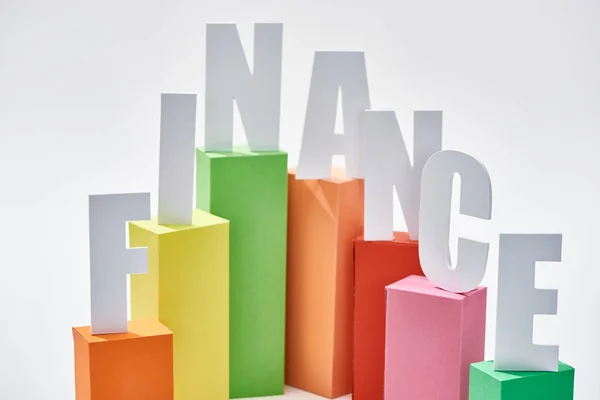 Finance Inscription Color Block Chart White Background — Stock Photo, Image