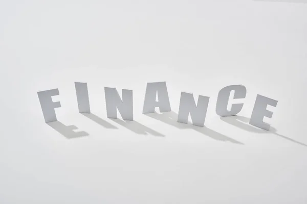 Finanças Letras Com Sombras Fundo Branco — Fotografia de Stock