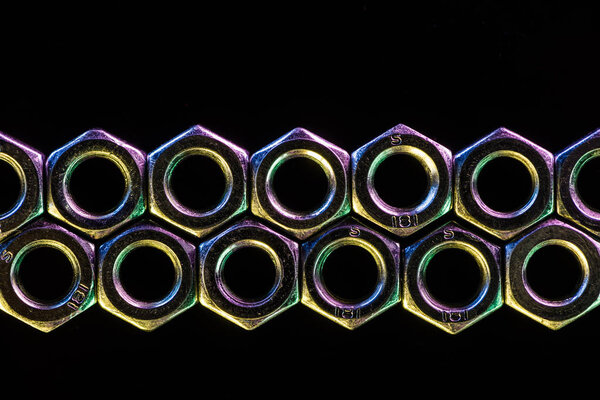 seamless metal screws pattern isolated on black