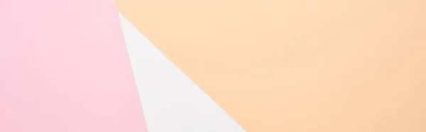Draufsicht Auf Weißen Beigen Und Rosa Hintergrund Panoramaaufnahme — Stockfoto
