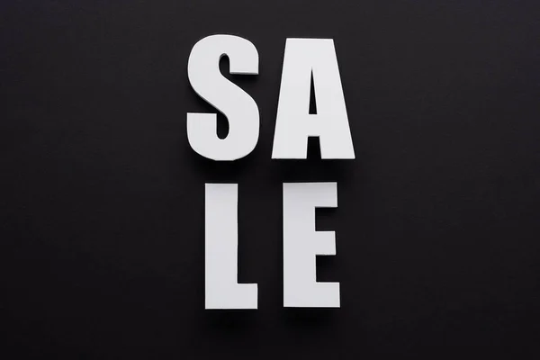 Top View White Sale Lettering Black Background — Stock Photo, Image