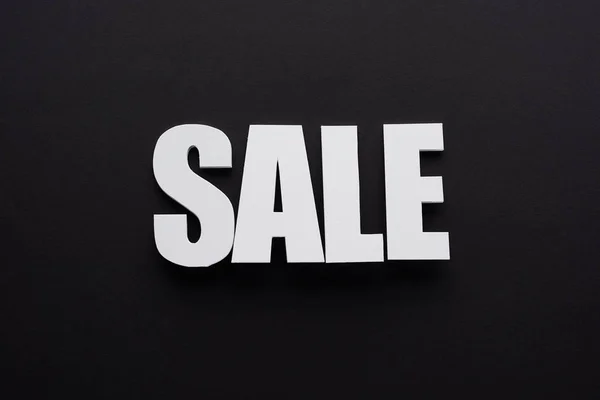 Top View White Sale Lettering Black Background — Stock Photo, Image