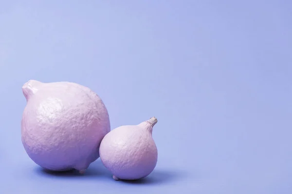 Festive Painted Pumpkins Violet Background — Stock Photo, Image