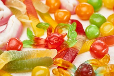 close up view of delicious gummy spooky Halloween sweets clipart