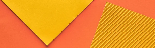Draufsicht Auf Gelben Und Orangefarbenen Hintergrund Mit Kopierraum Panoramaaufnahme — Stockfoto