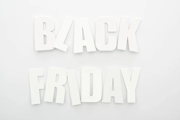 Vedere Sus Scrisorii Black Friday Fundal Alb — Fotografie, imagine de stoc