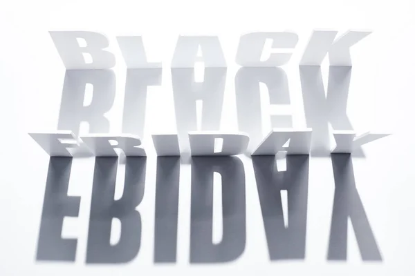 Top View Black Friday Lettering Shadow White Background — Stock Photo, Image