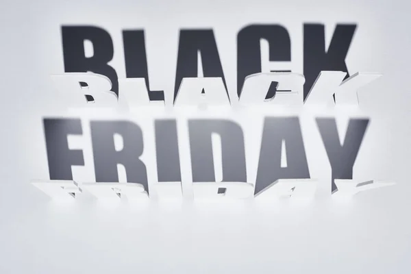 Top View Black Friday Lettering Shadow White Background — Stock Photo, Image