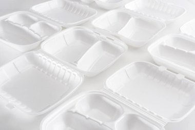 empty eco packages for lunch on white background  clipart