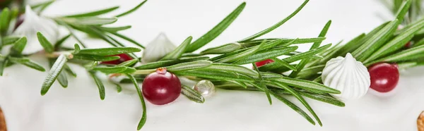 Close Christmas Pie Icing Rosemary Cranberries — Stock Photo, Image