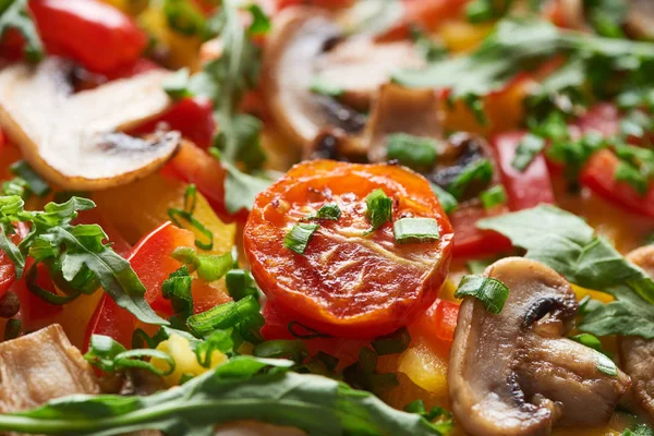 Close Delicious Omelet Vegetables Greens — Stock Photo, Image