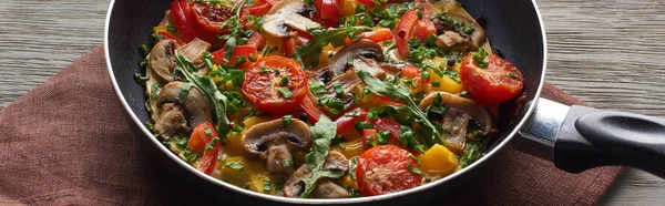 Yummy Homemade Omelet Vegetables Greens Frying Pan — Stock Photo, Image