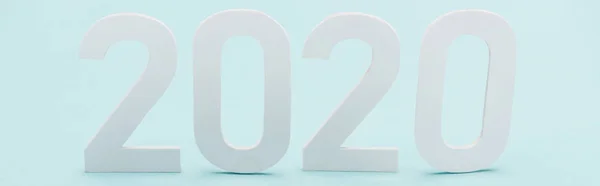 Panoramic Shot White 2020 Numbers Light Blue Background — Stock Photo, Image