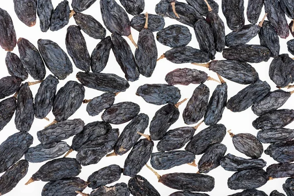 Top View Black Raisins Isolated White — Stock Photo, Image
