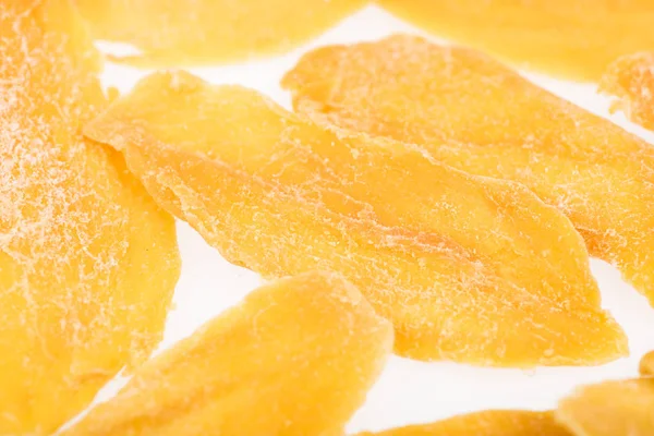 Close View Dried Mango Slices Isolated White — Stock Photo, Image