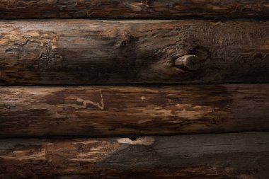 top view of empty brown wooden logs background clipart