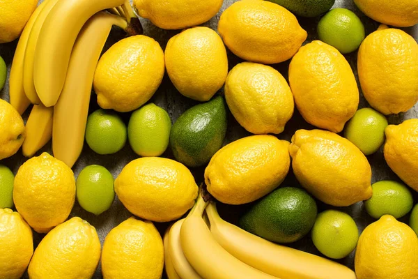 Vista Superior Colorido Amarelo Verde Deliciosas Frutas Verão — Fotografia de Stock