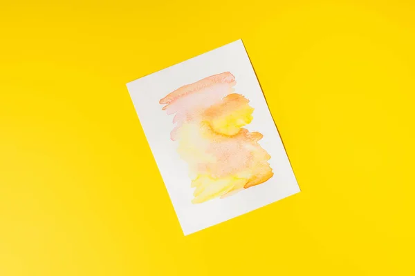 Top View Painting Paper Isolated Yellow — Stock Photo, Image