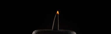 burning incense on stone isolated on black background, panoramic shot clipart