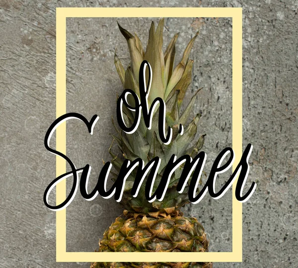 Top View Ripe Pineapple Grey Concrete Surface Summer Illustration — Stock Photo, Image