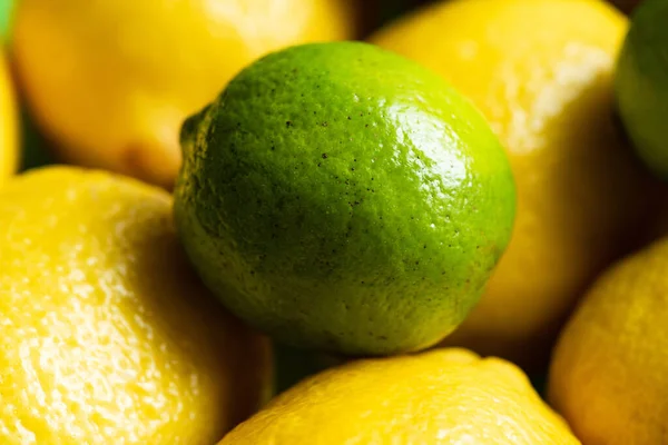 新鲜成熟的柠檬和石灰的近景 — 图库照片
