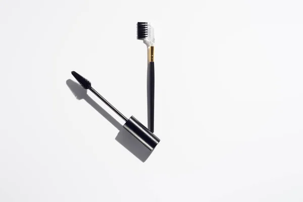 Makeup brushes for brows on white background — Stock Photo