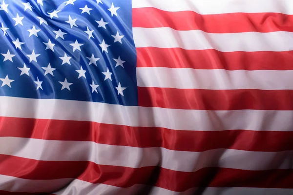 Close-up shot of waving united states flag, Independence Day concept — Stock Photo