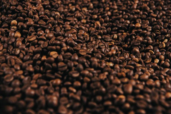 Castanho aromático torrado grãos de café textura — Fotografia de Stock