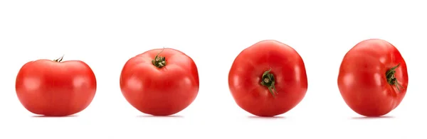 Nahaufnahme von arrangierten frischen Tomaten isoliert auf weiß — Stockfoto