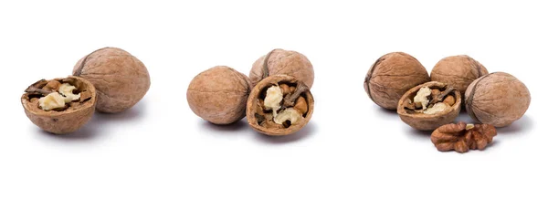 Organic walnuts isolated on white background — Stock Photo