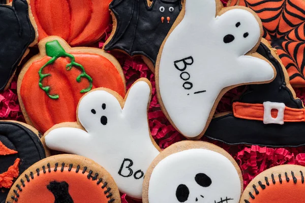 Imagen de marco completo de deliciosas galletas caseras de halloween - foto de stock