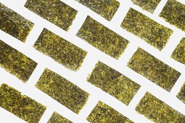 Ansicht des nahtlosen Musters aus Nori-Blättern isoliert auf weißem Hintergrund — Stockfoto