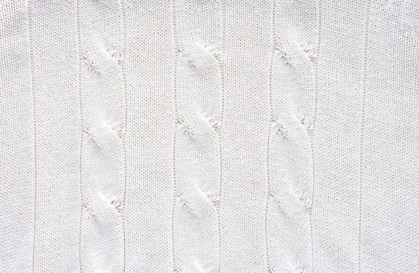 Full frame of white woolen fabric with pattern background — Stock Photo