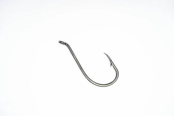 Elevated view of fishing hook isolated on white — Stock Photo