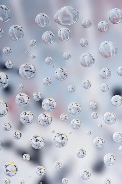 Close-up view of beautiful clean droplets on blurred abstract background — Stock Photo