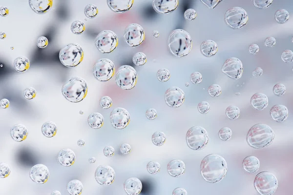Vista close-up de belas gotas limpas sobre fundo abstrato borrado — Fotografia de Stock