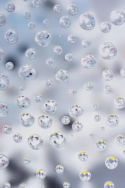Vista de cerca de hermosas gotas de lluvia transparentes sobre un fondo abstracto borroso — Stock Photo