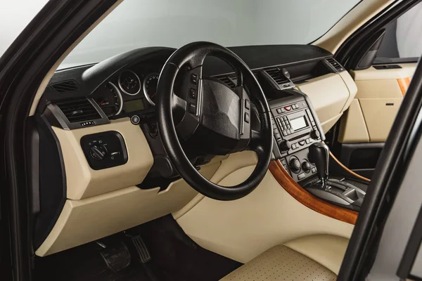 Close up inside view of luxury new car — Stock Photo