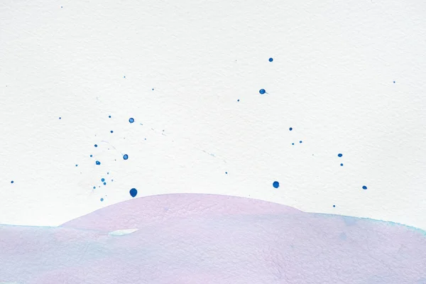 Abstract violet watercolor painting with blue splatters on white paper background — Stock Photo