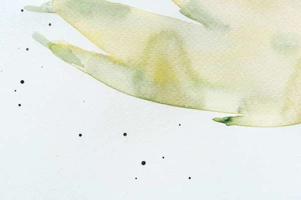 Peinture abstraite à l'aquarelle verte et jaune sur papier blanc — Photo de stock
