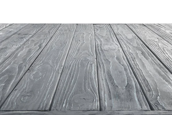 Surface de planches de bois gris sur fond blanc — Photo de stock