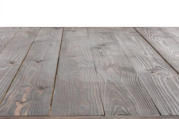 Surface de planches de bois gris sur fond blanc — Photo de stock