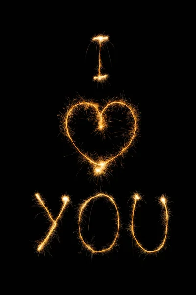 Close up view of i love you light sign on black background — Stock Photo